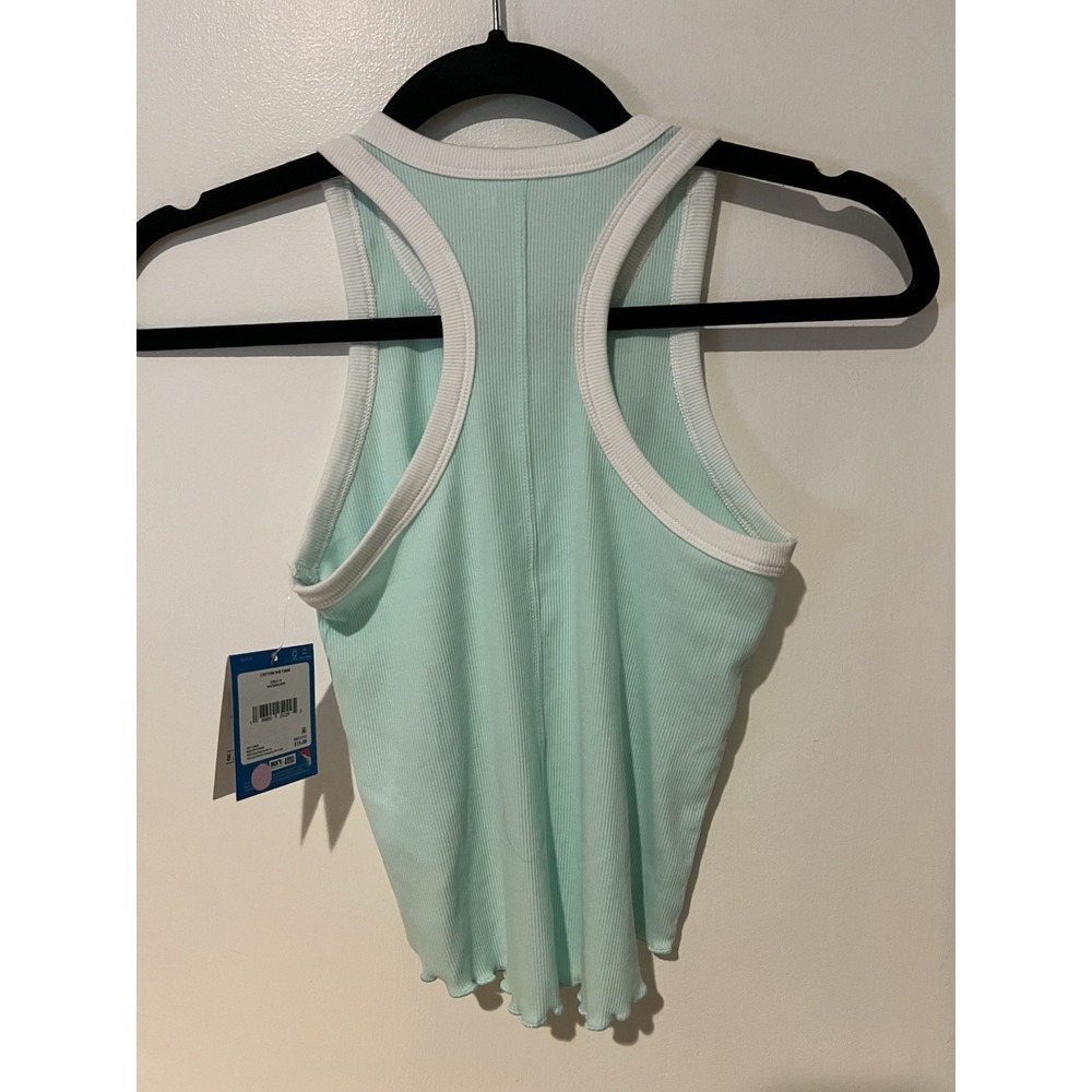 DSG Girls Ribbed Ringer Racerback Tank Top Cotton Rib Size Small Aqua Dust - Picture 6 of 6